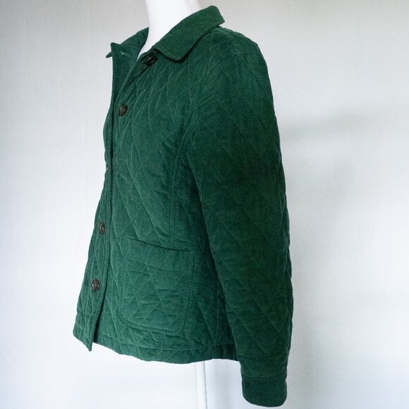 Talbot's Quilted Corduroy Coat, Green, Size M - Picture 6 of 11